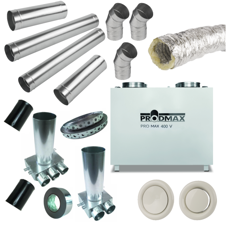 ZESTAW REKUPERACYJNY DOM PIĘTROWY 180-200m2 WERSJA  STOJĄCA  CLASSIC