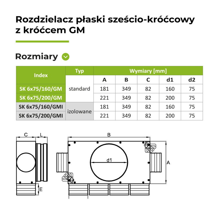 Rozdzielacz płaski izol 6X75/160 OC GM — zdjęcie 4