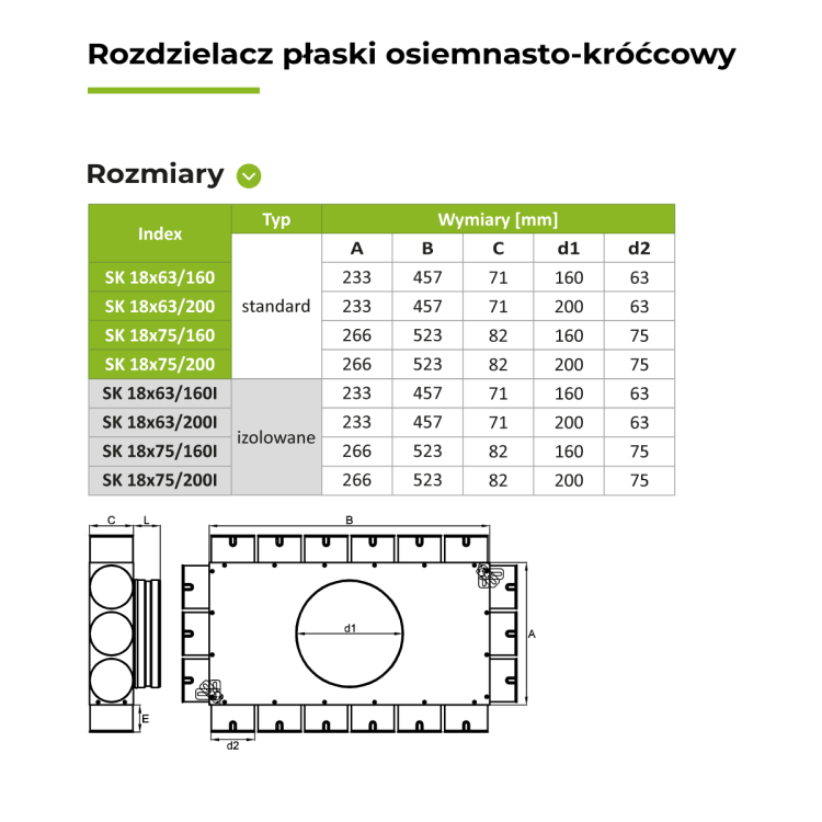 Rozdzielacz płaski 18X63/200 OC — zdjęcie 2