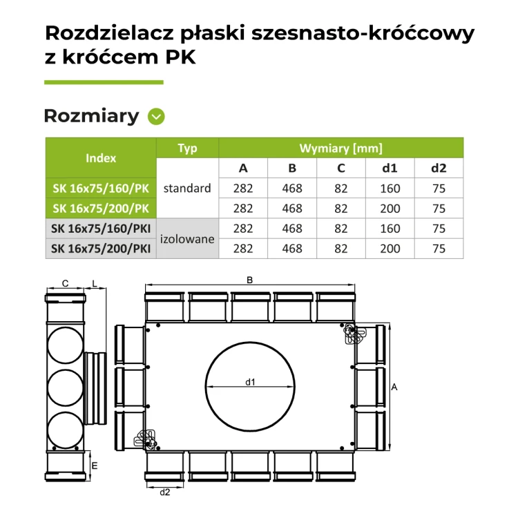 Rozdzielacz płaski 16X75/200 plastikowy króciec — zdjęcie 3