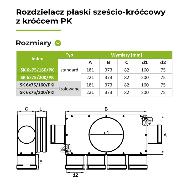 Rozdzielacz płaski 6X75/200 OC plastikowy króciec — zdjęcie 2