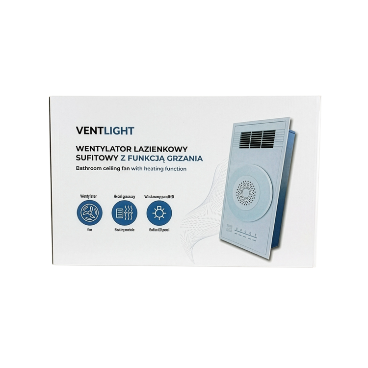 Wielofunkcyjny panel sufitowy 4w1 ventlight: ogrzewanie, oświetlenie led, wentylacja i wyciąg wentylator łazienkowy VL-O/2650 — zdjęcie 6