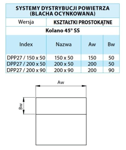 Kolano ocynk 200X90 45ST ściana strop — zdjęcie 2