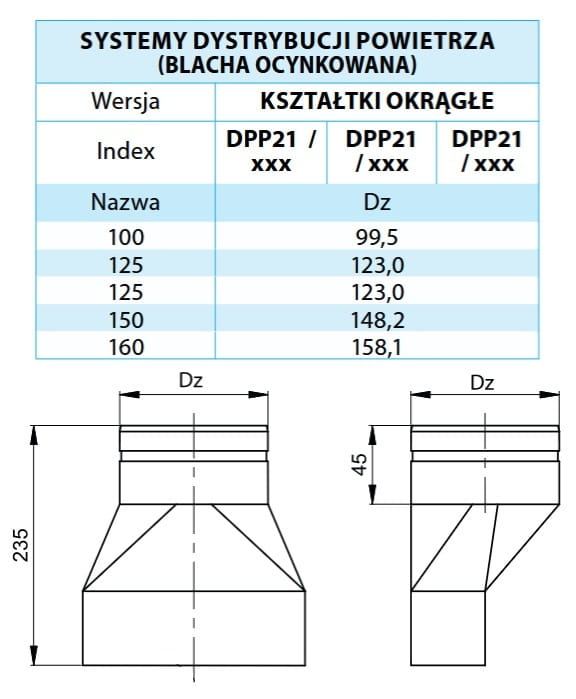 Redukcja niesymetryczna okrągła 200X90 FI 160 — zdjęcie 2