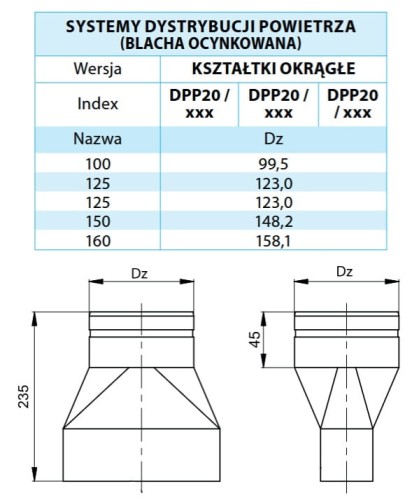 Redukcja symetryczna okrągła 200X90 FI 150 — zdjęcie 2