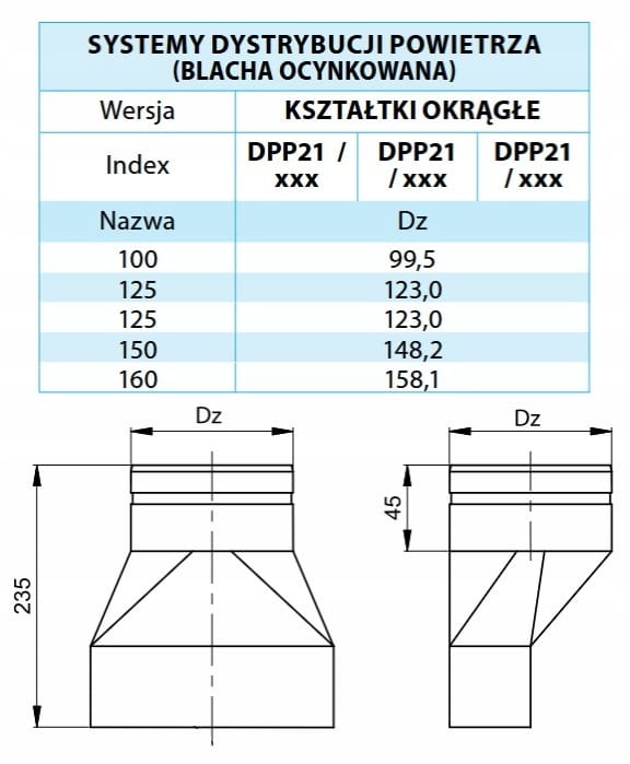 Redukcja niesymetryczna okrągła 200X90 FI 125 — zdjęcie 2