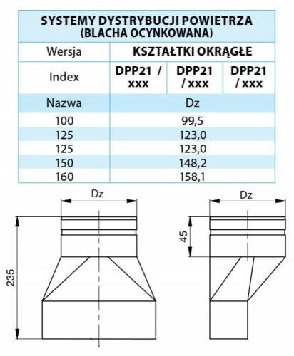 Redukcja niesymetryczna okrągła 200X90 FI 100 — zdjęcie 2