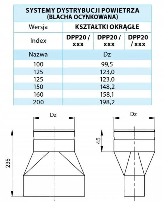 Redukcja symetryczna okrągła FI 200/200X90 — zdjęcie 2