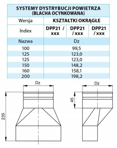 Redukcja niesymetryczna okrągła 200X90 FI 200 — zdjęcie 2