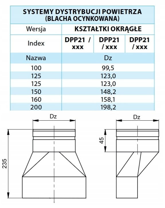 Redukcja niesymetryczna okrągła 200X90 FI 200 — zdjęcie 2