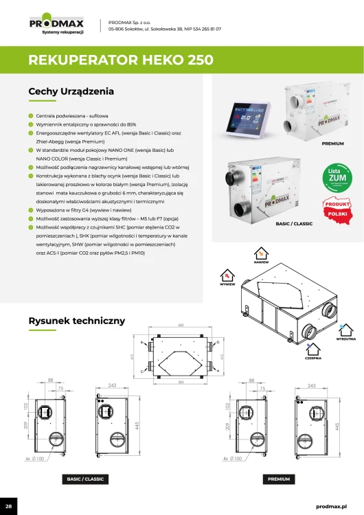 Rekuperator sufitowy heko 250 premium — zdjęcie 8