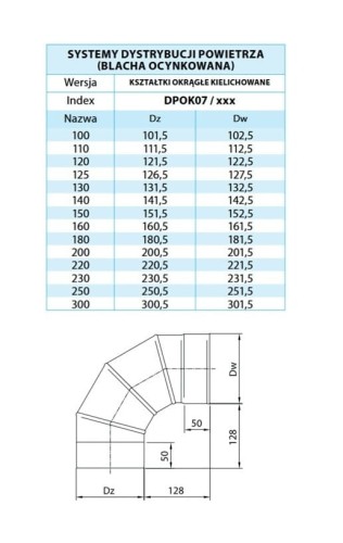 Kolano nastawne ocynk FI 400 90ST K/N — zdjęcie 4