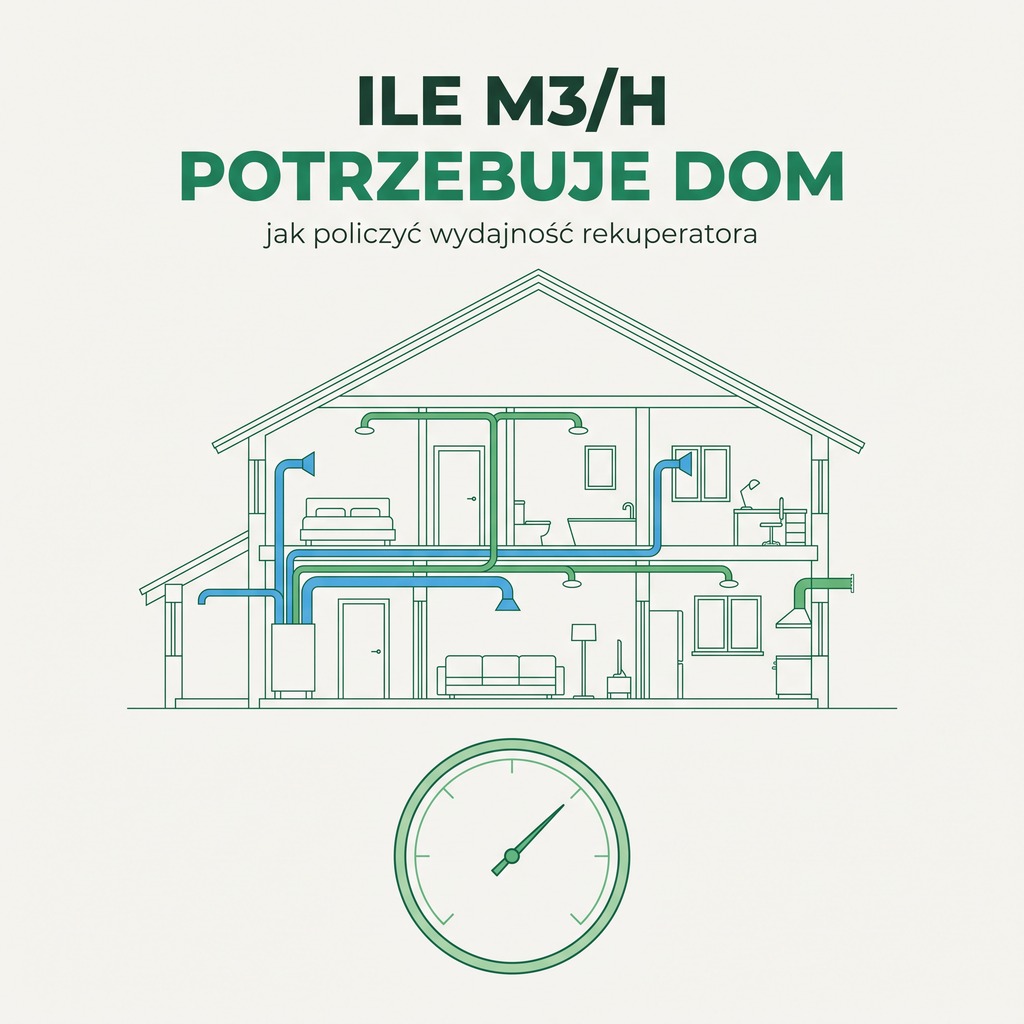 Ile m³/h powinien mieć rekuperator — jak policzyć wydajność do swojego domu